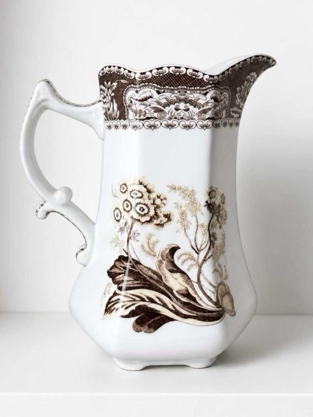 Antique Reflections by J. Godinger & Co. "Ellana" Fine Porcelain Floral Pitcher